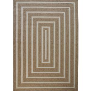 Alfombra efecto yute rectángulos en relieve blanca 120x160