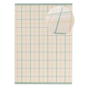 Alfombra exterior a cuadros beige/verde/rosa 160x230 cm