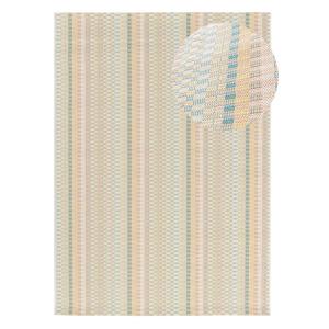 Alfombra exterior a rayas beige/verde/rosa 120x170 cm