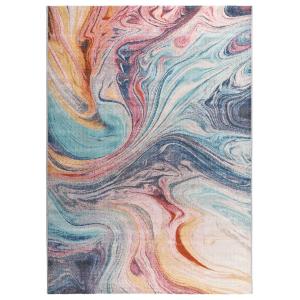 Alfombra exterior abstracta azul/rosa/caldera 80x150 cm