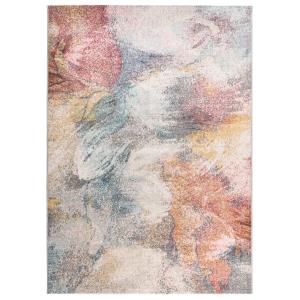 Alfombra exterior abstracta beige/rosa/azul 80x150 cm