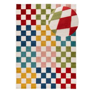 Alfombra exterior damero con relieve multicolor 80x150 cm