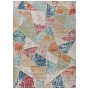 Alfombra exterior geométrica multicolor 80x150 cm