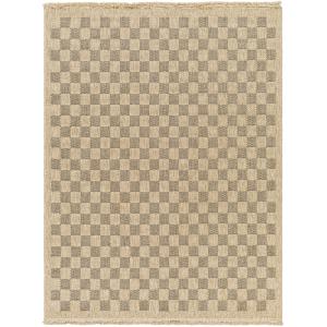 Alfombra Exterior/Interior a Cuadros Efecto Yute Beige/Negr…
