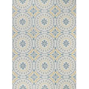 Alfombra exterior/interior bohemia azul/ amarillo mostaza 1…