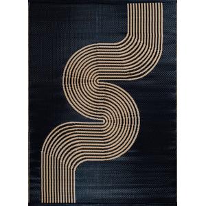 Alfombra exterior reversible diseño de olas - negro - 120x1…