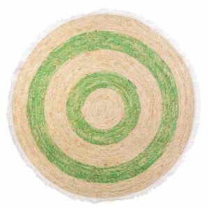 Alfombra fibra natural tejido artesanal Beige y Verde D120x…