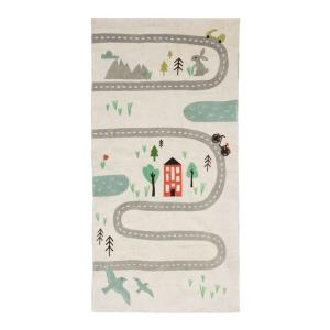 Alfombra infantil algodón circuito coches multicolor 60x120