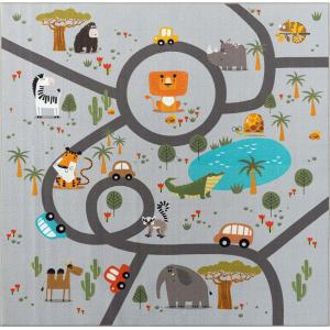 Alfombra infantil animal cuadrados, gris, 200 x 200 quadrat…