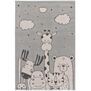 Alfombra infantil animales gris, 120x170 cm