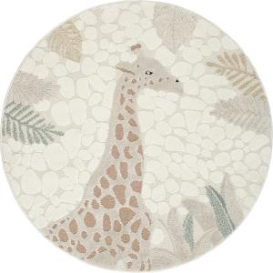 Alfombra infantil bebé jirafa, crema, 120 cm redonda