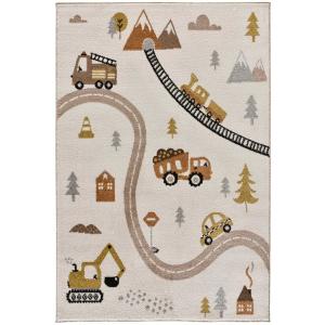 Alfombra infantil coches y carreteras blanco, 120x170 cm