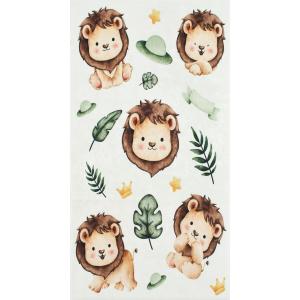 Alfombra infantil con motivo de cabeza de león - beige - 80…