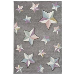 Alfombra infantil estrellas gris/multicolor, 120x170 cm