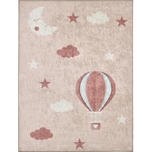 Alfombra infantil lavable diseño globo aerostático - beige…