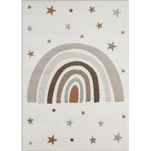 Alfombra infantil moderna arcoíris estrellas, crema, 200 x…