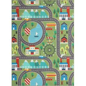 Alfombra infantil moderna de fútbol, verde, 80 x 150 cm