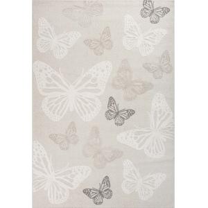 Alfombra infantil motivo mariposa, crema, 80 x 150 cm