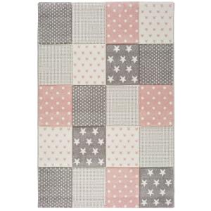 Alfombra infantil patchwork rosa, 120x170 cm