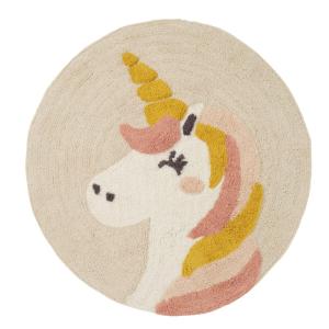 Alfombra infantil redonda con diseño de unicornio, de algod…