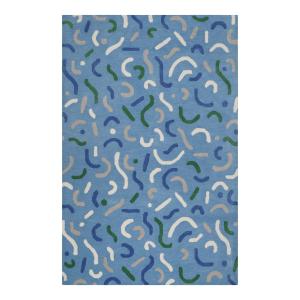 Alfombra infantil tuftada azul, mayoritariamente lana pura…