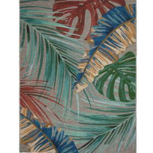 Alfombra interior exterior con hojas rojas multicolor 200x2…