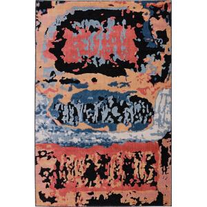 Alfombra interior/exterior, diseño en relieve abstracto neg…