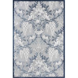 Alfombra interior/exterior, diseño en relieve de flores azu…