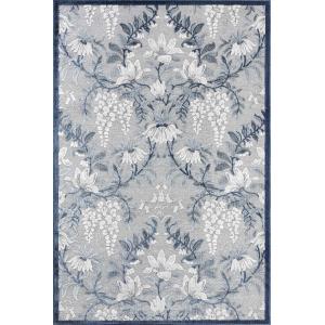 Alfombra interior/exterior, diseño en relieve de flores azu…
