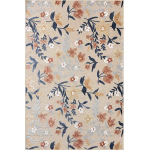 Alfombra interior/exterior, diseño en relieve de flores bei…