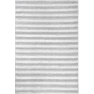 Alfombra interior/exterior, diseño en relieve de rayas gris…