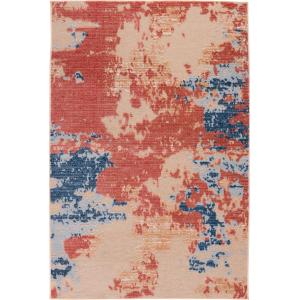 Alfombra interior/exterior, diseño en relieve rojo/beige 22…