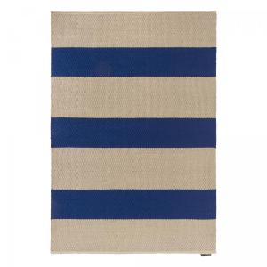 Alfombra kilim de exterior hecha a mano en azul y beige 160…