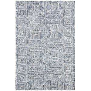Alfombra lana azul/marfil 70 x 180