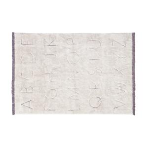 Alfombra lavable abecedario de algodón blanco 140x200