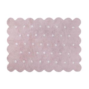 Alfombra lavable cenefa de galleta de algodón rosa 120x160