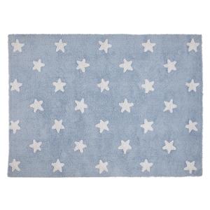 Alfombra lavable de algodón estrellas azul-blanco