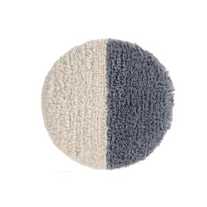 Alfombra lavable de lana marron y azul Ø70x20