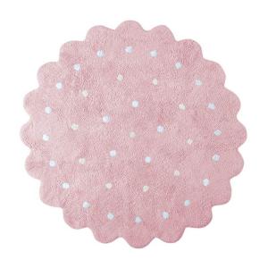 Alfombra lavable en forma de galleta de algodón rosa 140x14…