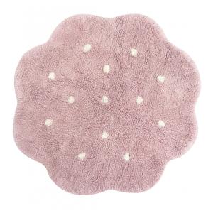 Alfombra lavable galleta de algodón rosa 90x90