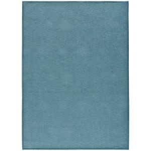 Alfombra lisa lavable en azul, 080X150 cm
