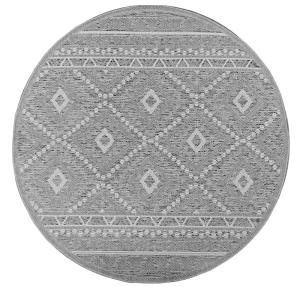 Alfombra moderna interior exterior, gris, 120 cm, redondo
