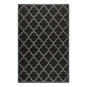 Alfombra  negro con diseño oriental gris para exterior 200x…