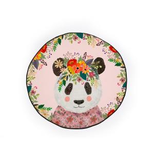 Alfombra niños circular de piqué impresión panda floral