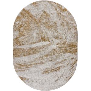 Alfombra ovalada de diseño abstracto en mostaza, 160X230 cm