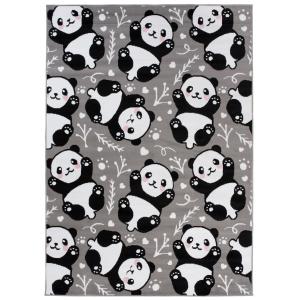 Alfombra para niño gris blanco negro panda 140x200cm