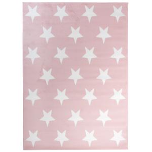 Alfombra para niño rosa blanco estrellas 120x170cm