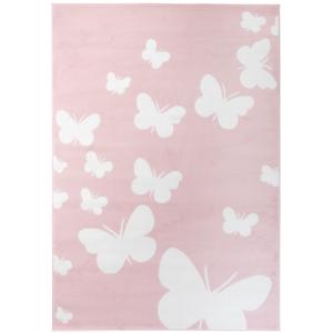 Alfombra para niño rosa blanco mariposas 120x170cm