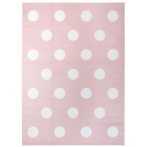 Alfombra para niño rosa blanco puntos 120x170cm