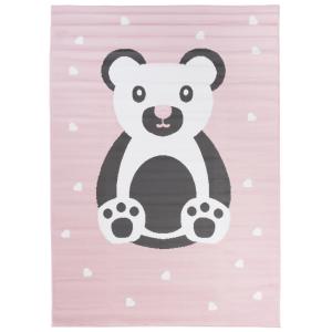 Alfombra para niño rosa gris blanco oso 120x170cm